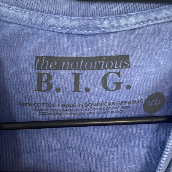 Notorious B.I.G Blue Acid Wash Cotton Graphic T Shirt Short Sleeves Biggie NEW - Picture 3 of 9